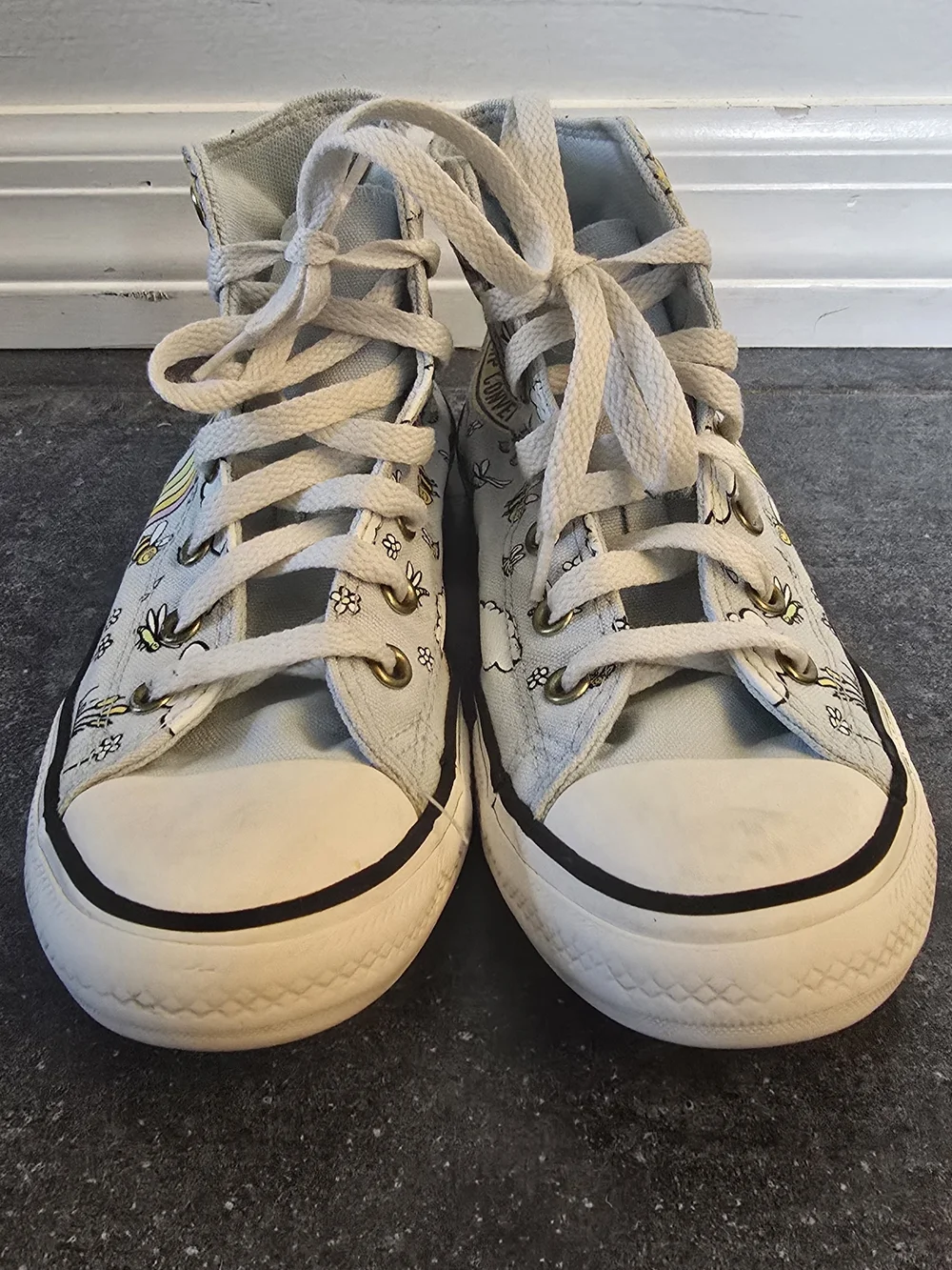 Converse Chuck Taylor All Star Camp High Tops Light Blue Bees Butterfly Rainbow